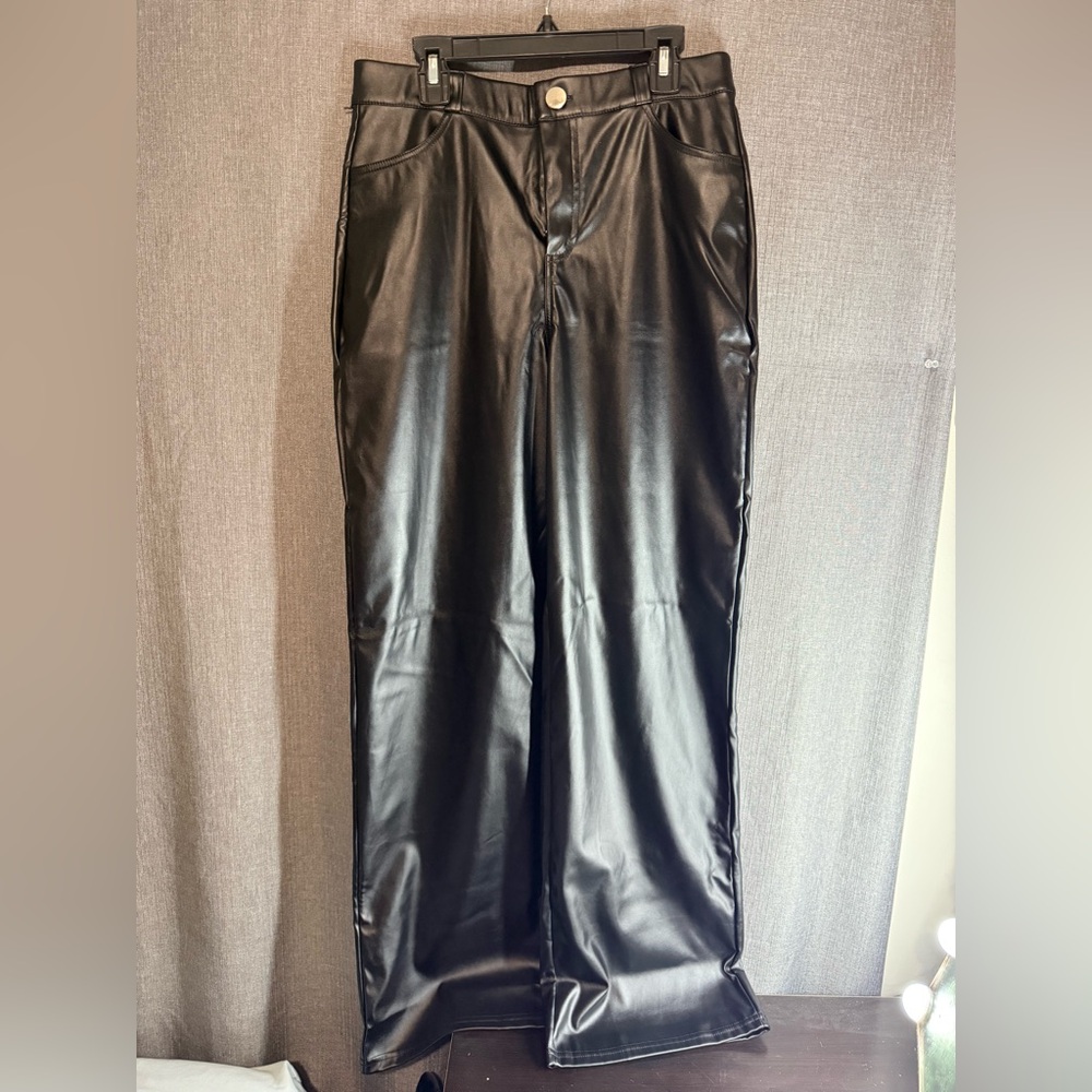 SHEIN Faux Leather Wide Leg Pants
